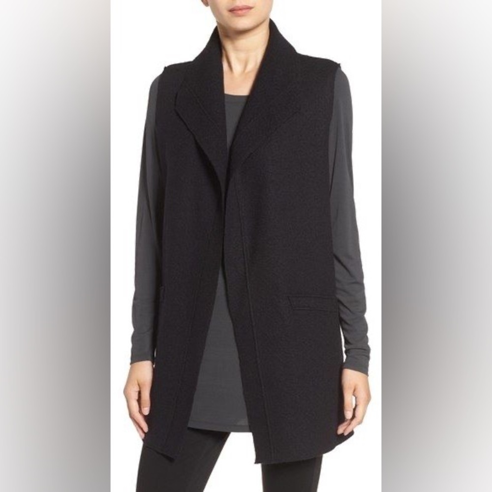 Eileen Fisher Boiled Wool Cardigan Vest